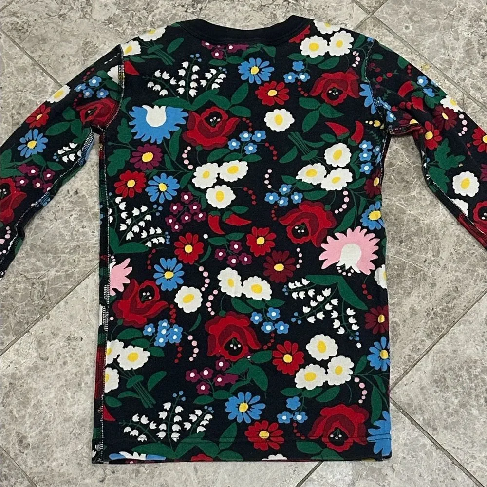 Hanna Andersson Festive Flowers Long John PJ Pajama Set Size 140 US 10
